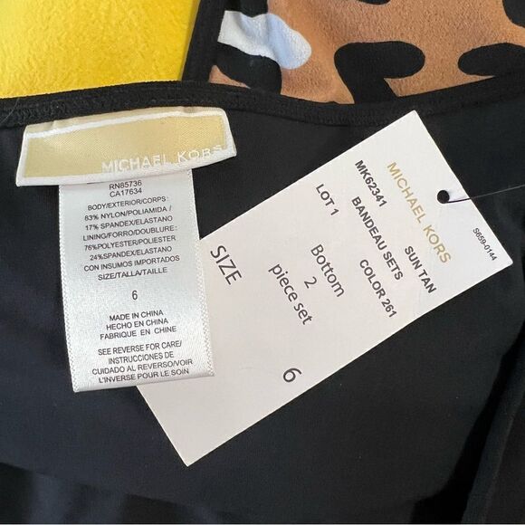 NWT Michael Kors Leopard Print Bandeau Bikini - 6 - Picture 15 of 16